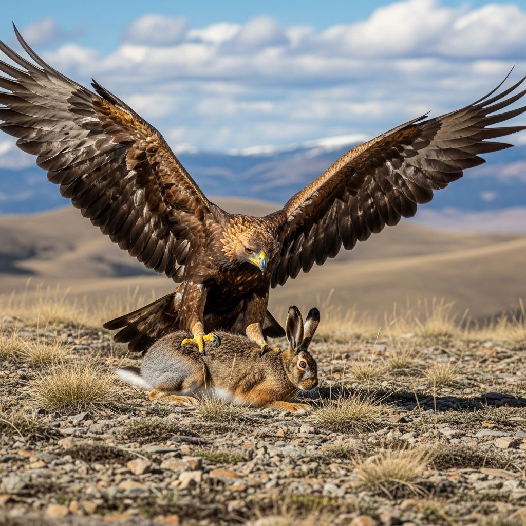 Águila real capturando conejo — presas expuestas a plomo de municiones