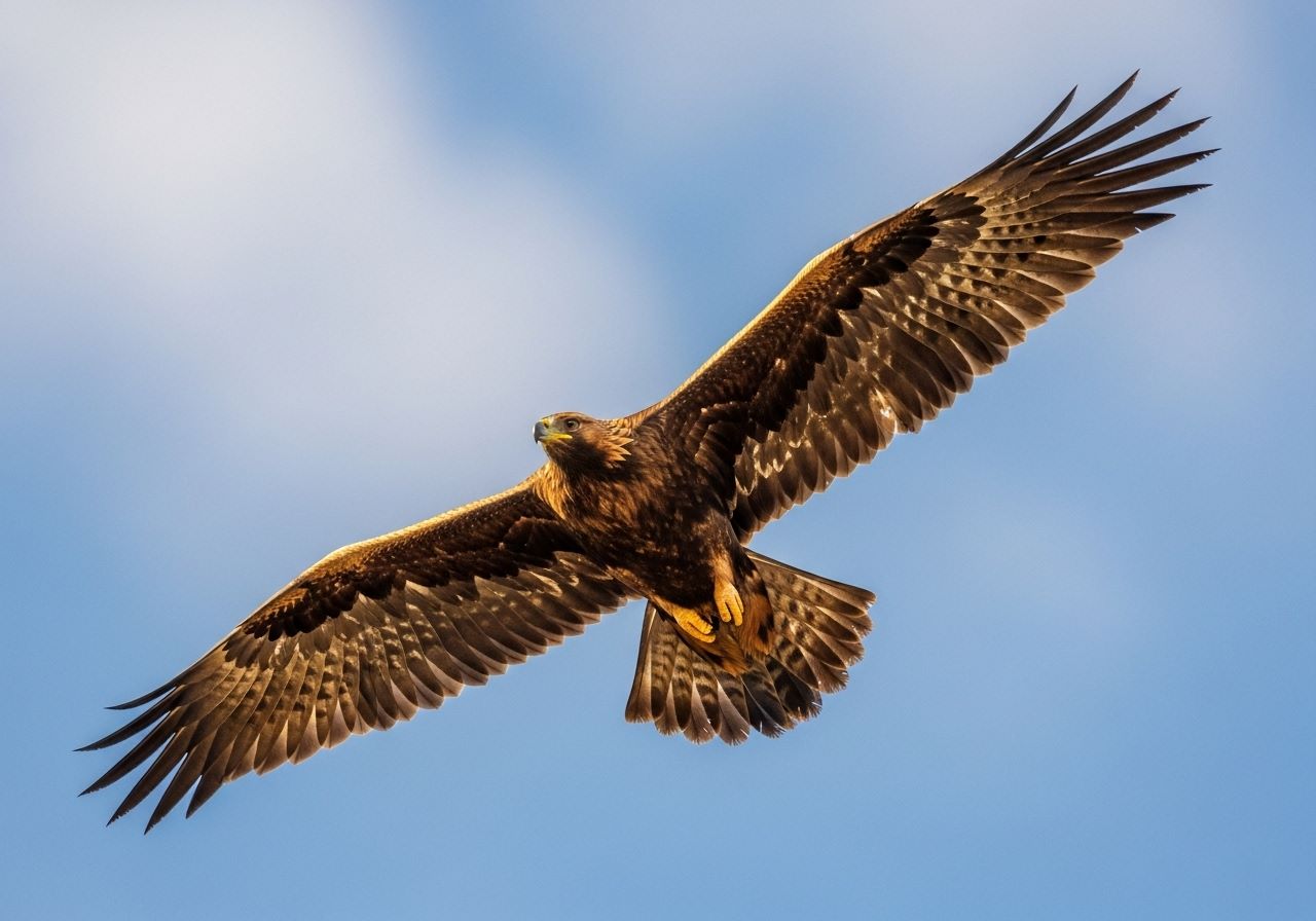 Águila real en planeo con alas completamente desplegadas