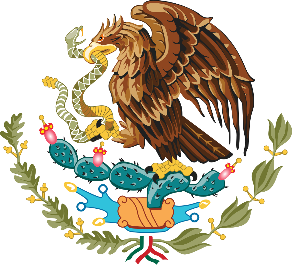 Escudo Nacional de México vigente: águila real posada sobre un nopal, devorando una serpiente