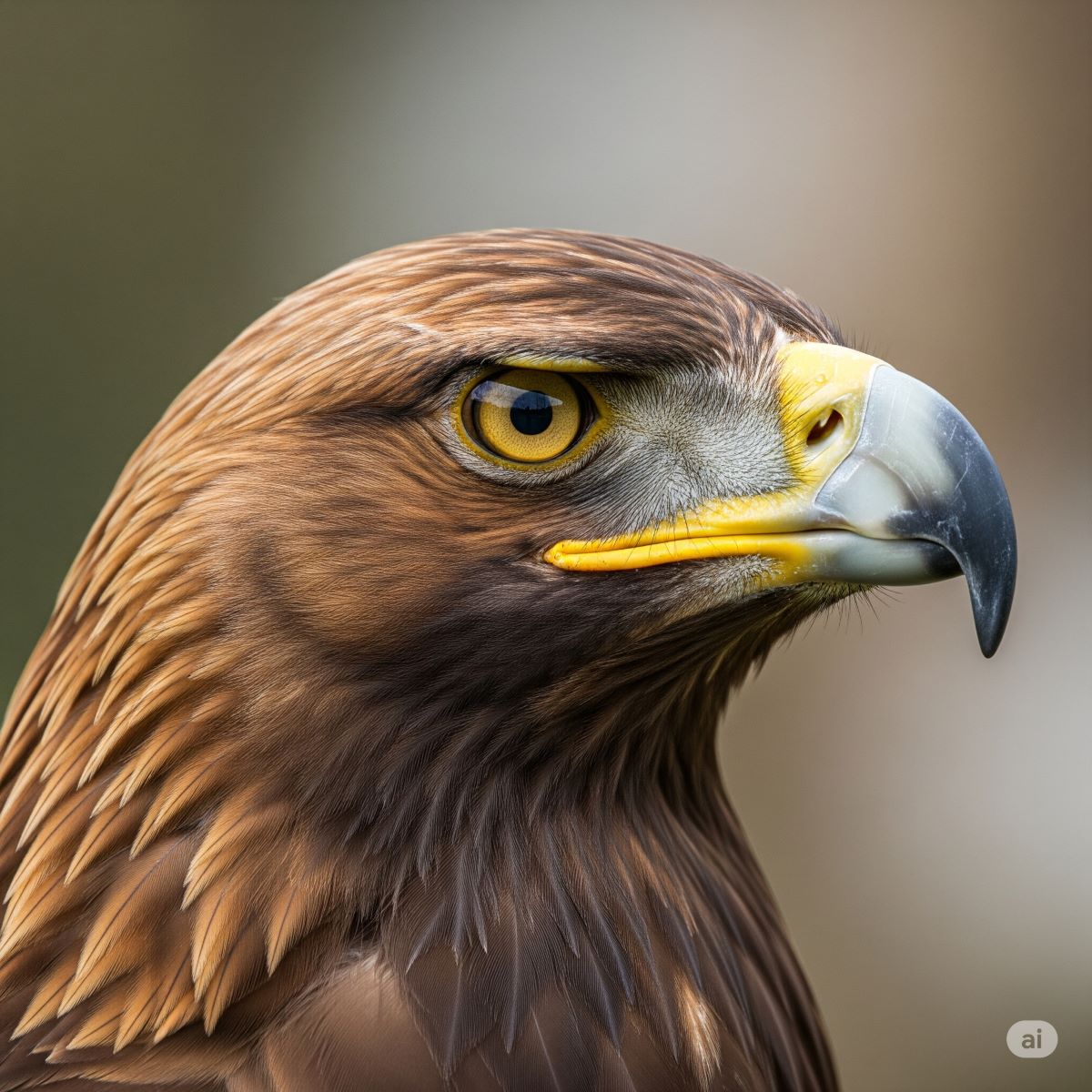 Perfil del Águila real — ojo dorado, cere amarillo, pico negro ganchudo